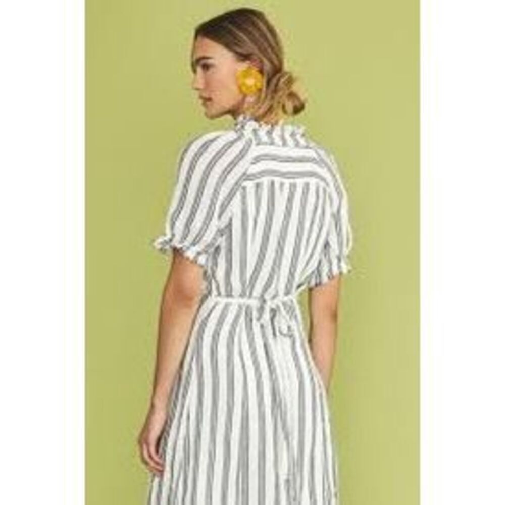 New Anthropologie Pilcro Ruffle-Collar Buttondown Dress Size 8 - Picture 3 of 9